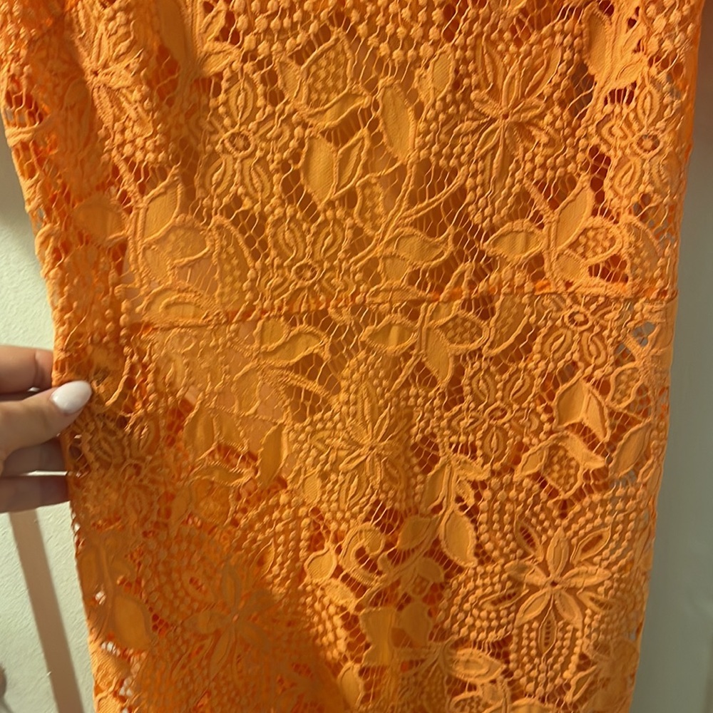NWOT RARE For Love & Lemons Orange Lace Dress - slip included! - Picture 6 of 16